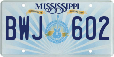 MS license plate BWJ602