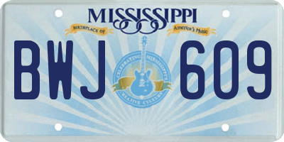 MS license plate BWJ609