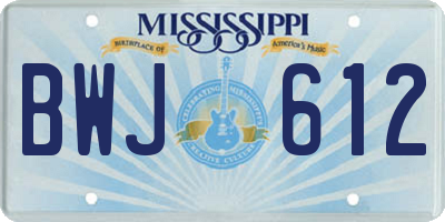 MS license plate BWJ612