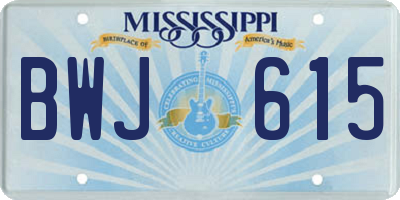 MS license plate BWJ615