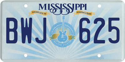 MS license plate BWJ625