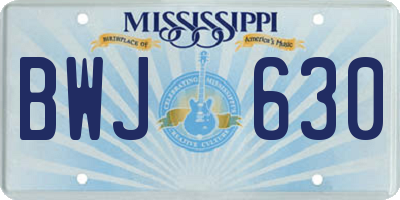 MS license plate BWJ630