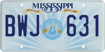 MS license plate BWJ631