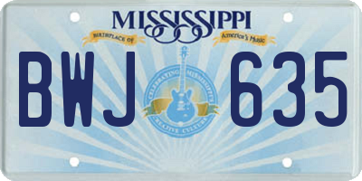 MS license plate BWJ635