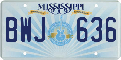 MS license plate BWJ636