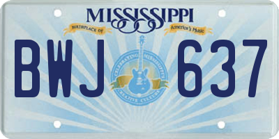 MS license plate BWJ637