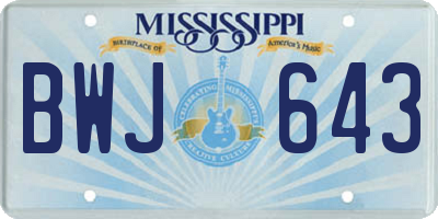 MS license plate BWJ643