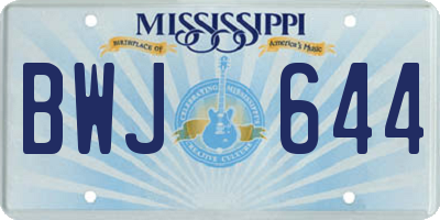MS license plate BWJ644