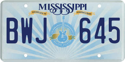 MS license plate BWJ645