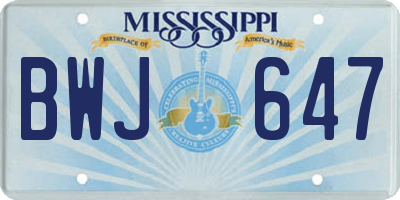 MS license plate BWJ647
