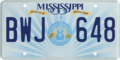 MS license plate BWJ648