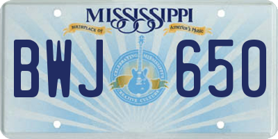 MS license plate BWJ650
