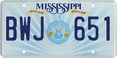 MS license plate BWJ651