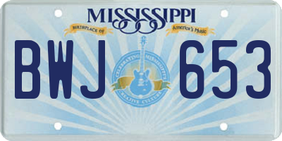 MS license plate BWJ653