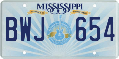 MS license plate BWJ654