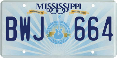 MS license plate BWJ664