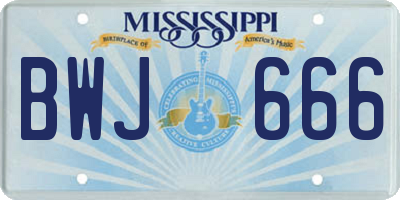 MS license plate BWJ666