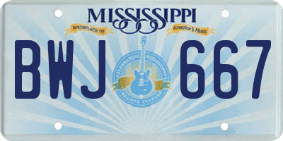 MS license plate BWJ667