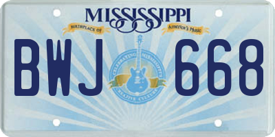 MS license plate BWJ668