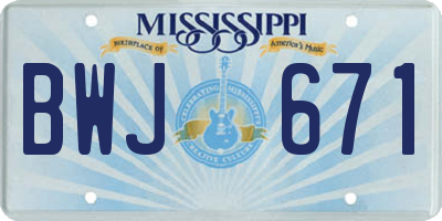 MS license plate BWJ671