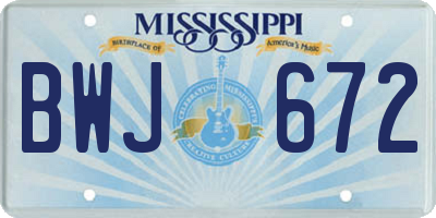MS license plate BWJ672