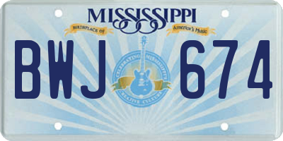 MS license plate BWJ674