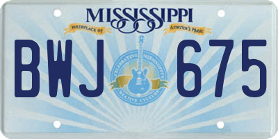 MS license plate BWJ675