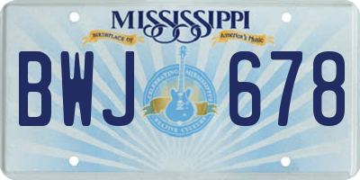 MS license plate BWJ678