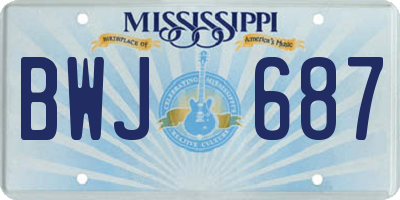 MS license plate BWJ687