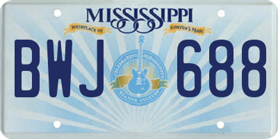 MS license plate BWJ688