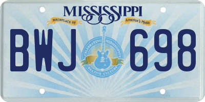 MS license plate BWJ698