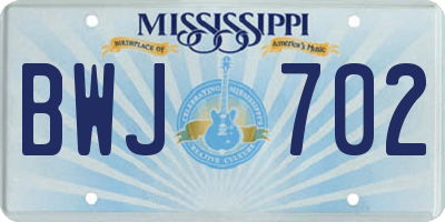 MS license plate BWJ702