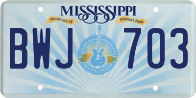 MS license plate BWJ703