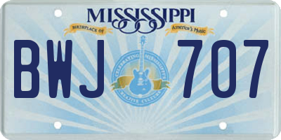 MS license plate BWJ707