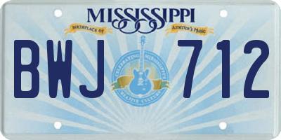 MS license plate BWJ712