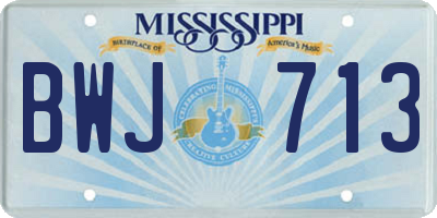 MS license plate BWJ713