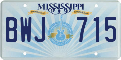 MS license plate BWJ715