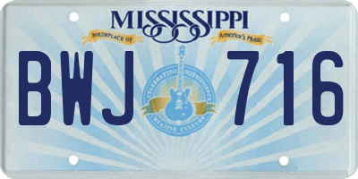 MS license plate BWJ716