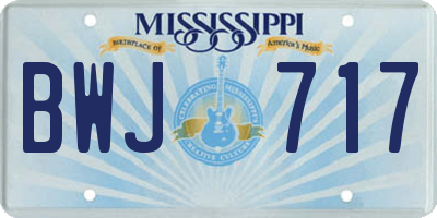 MS license plate BWJ717