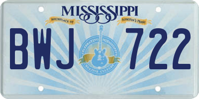 MS license plate BWJ722