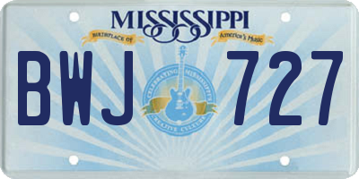 MS license plate BWJ727