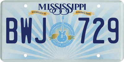 MS license plate BWJ729