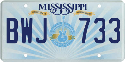 MS license plate BWJ733