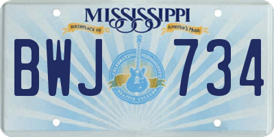 MS license plate BWJ734