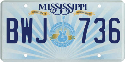 MS license plate BWJ736