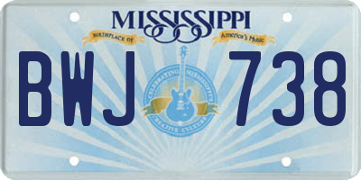MS license plate BWJ738