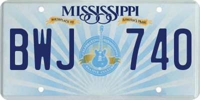 MS license plate BWJ740