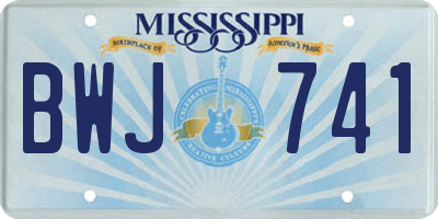 MS license plate BWJ741