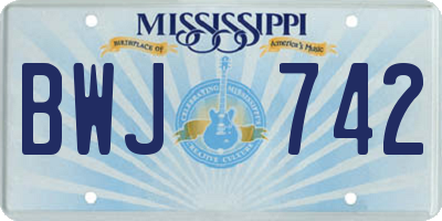 MS license plate BWJ742