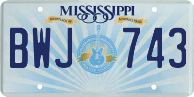 MS license plate BWJ743